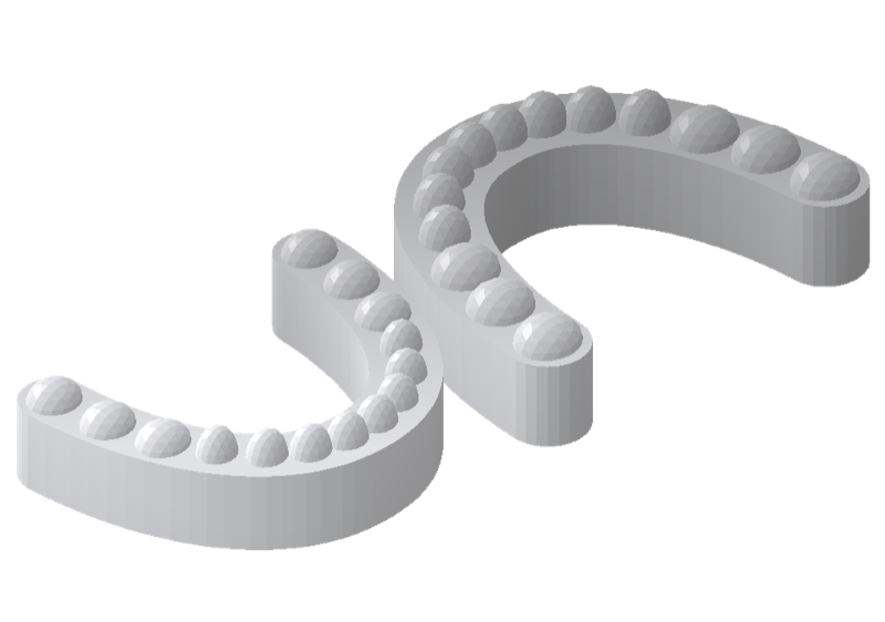 Two arch models without supports, laid out side by side on the build platform