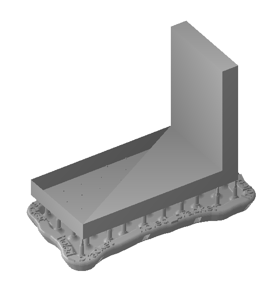 undefined An L bracket on supports with a triangular hole in the top of its horizontal arm, which the manifold check reports.